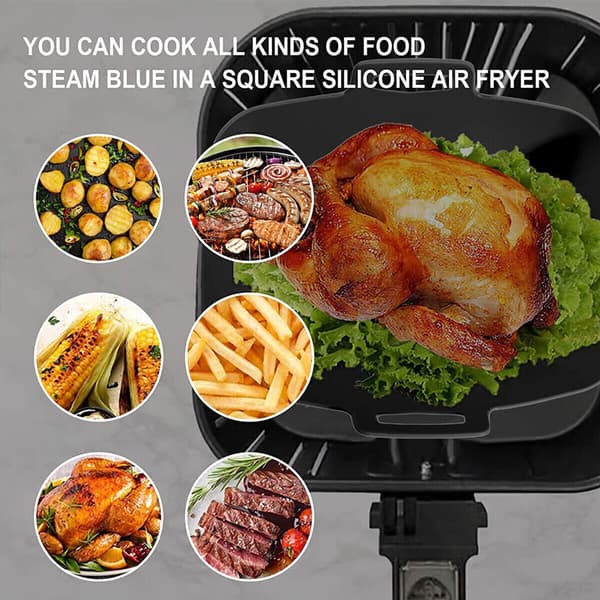 Silikonform for Airfryer Dobbel Kurv Liner Håndtak Bakeform