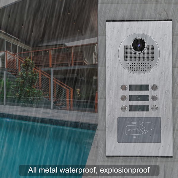 5 Lejligheder 7in 1000TVL HD Videodørtelefon Intercom Dørklokke Ir cUT Kamera (UK 100V 240V)