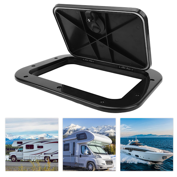 Boat Deck Access Hatch with Lid ABS Anti Aging Impact Proof Compartment Door for RV Trailer Yacht Camper Black