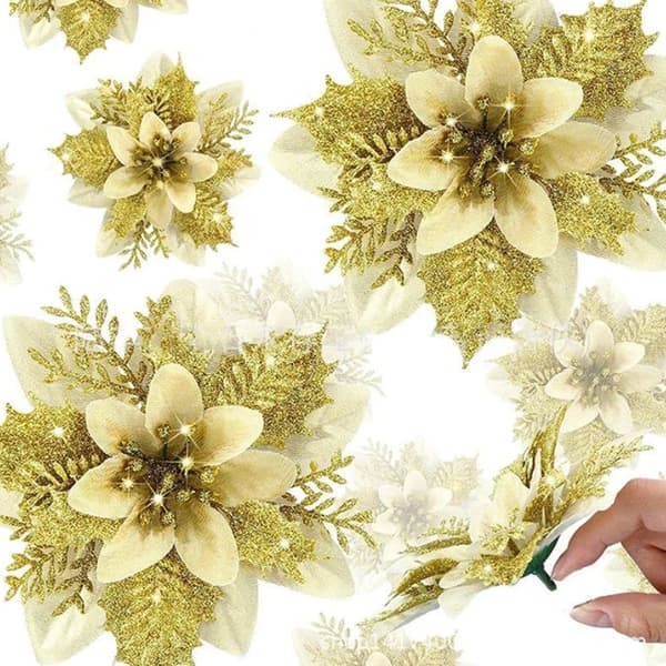 Julepynt Juletre Jule Simuleringsblomst Ornament 10 stk