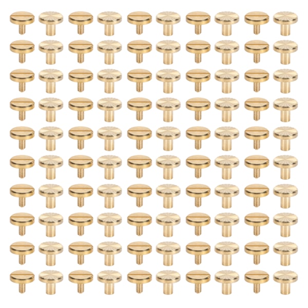 50 st Bokbindningsnitar 50 st Platt Huvud Spårskruvar Mässing Dekorativ Skruvnit Set för Läderhantverk DIY Projekt 8x6mm