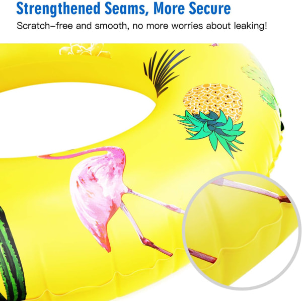 Tegneserie svømmering, oppblåsbar slitesterk rund ananas dyr sommerbasseng strandfest svømming flyterør, vann moro svømmebasseng leker med