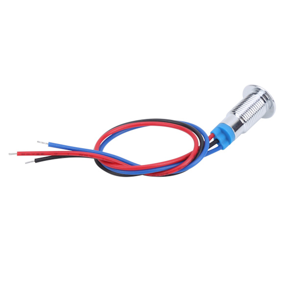 4 Sæt Metal LED Indikatorlys Fælles Katode Lampe Industrielle Kontrolkomponenter 8mm 12‑24V Rød og Blå