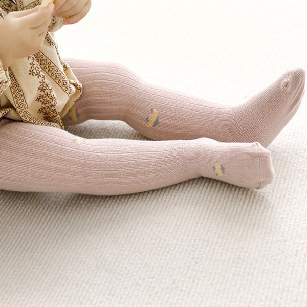 Baby Knähöga Strumpor Vår Höst Trendiga Söta Bomull Lös Stretchig Bekväm Baby Långa Strumpor Rosa M för 1-3 År Gamla