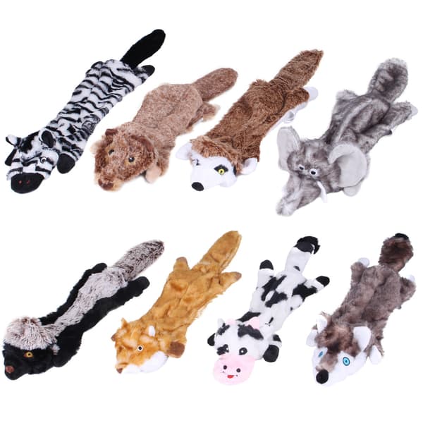 Hundleksaker utan fyllning, 8-pack hundleksaker med prassel