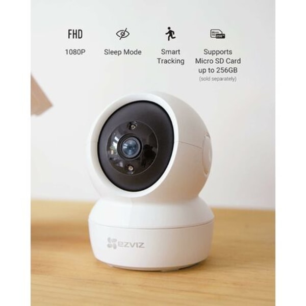 C6N 1080P indendørs WiFi-sikkerhedskamera, 360° Pan/Tilt-babykamera, 2,4 GHz WiFi, Smart Night Vision med Smart Infrarød, Motion Detection og Auto