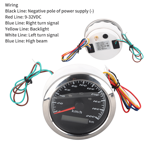 9‑32V IP67 GPS-hastighetsmätare 200KM/H 0‑999999KM LCD-kilometerräknare Anti‑Dimma Multifunktionsmätare för Bilar Motorcyklar Fartyg