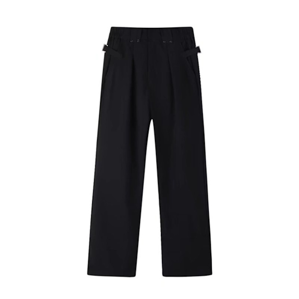 Mænds Suit Bukser Straight Leg Wide Leg Bløde Åndbare Elastiske Mænds Løse Casual Bukser til Forår Efterår Sort XL