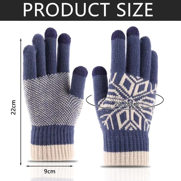 2 Par Varme Handsker Vinter Touchscreen Handsker Dame Luffer Tykke Strikkede Handsker Herre Navy blue