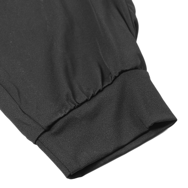 Dam 2-delat Set Kortärmad Skjorta Dragsko Långbyxor Enfärgad Casual Fritidsset Svart M