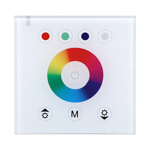 12-24V 4 Kanals RGBW LED Lysstyring Dæmper Vægmonteret Berøringsswitch Panel (Hvid)