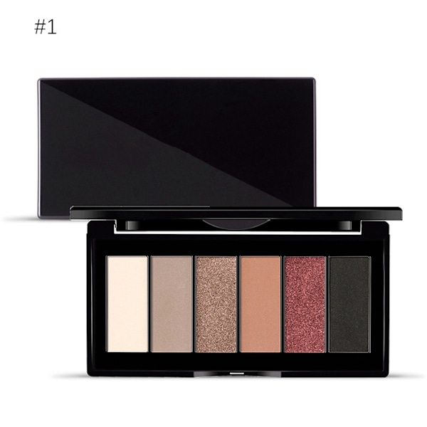 6 Farver Vandfast Langvarig Mat Glitter Øjenskyggepulver Palette (1#)