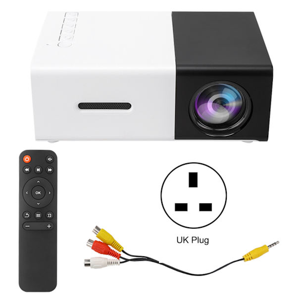 LED Projektor Mini Håndholdt Bærbar YG300 med Multifunktionsgrænseflade Filmværktøj 110-240VUK