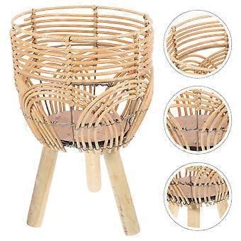 Bambu Vävda Blomkruka på Ställben Hushålls Planteringskruka Korg Bambu Blomkorg