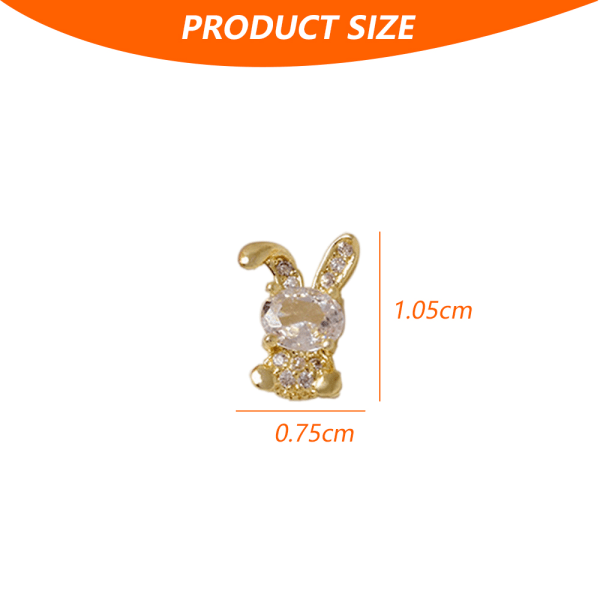 10Pcs 3D Rabbit Nail Charms Rhinestones Diamonds Glitter