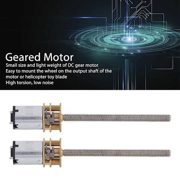 2 st DC Växelmotor M4x55mm Lätt Robust Hastighetsreducerande Växelmotor 500RPM DC6V