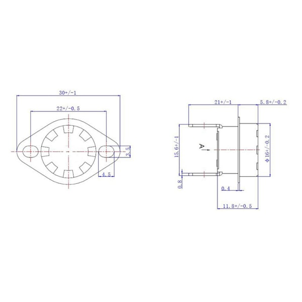 5 stk KSD301 Temperaturstyringstermostat Termisk Afbryder 250V10A Normalt Lukket 90℃