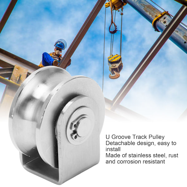 U-formad Spårhjul i Rostfritt Stål för Glidande Grindar, Industrivagnar, 48mm Diameter