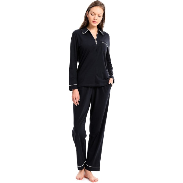 Women Pajamas Set Notch Collar Soft Sleepwear Pjs Sleeve Button Down Nightwear with Long Pants