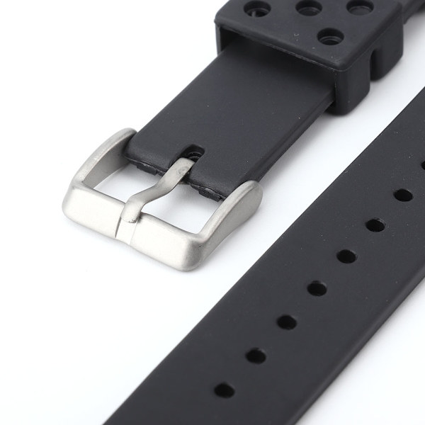 Erstatningsrem i svart silikon til klokke, vanntett med spenne for Submariner (18 mm / 0,71 tommer)
