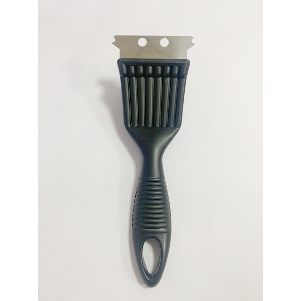 BBQ børsterenserbørste med metalskraber, sort/messing, 21x 7