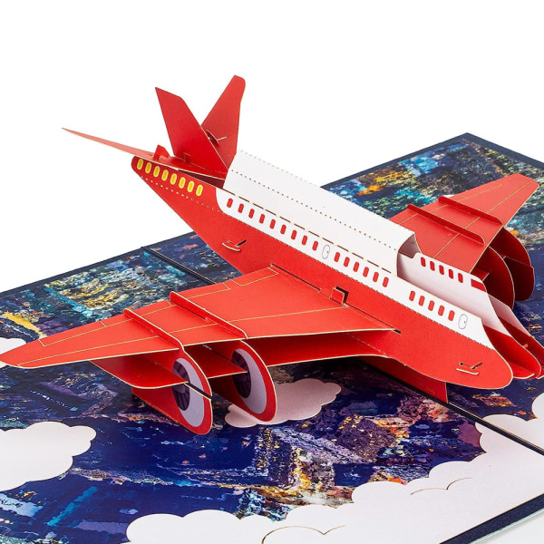 Flygplan Pop Up-kort, 3D-handgjorda gratulationskort för alla