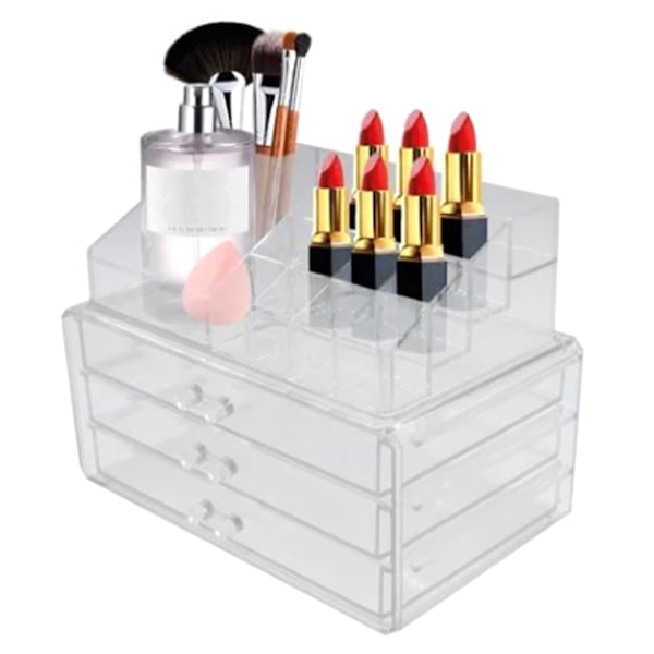 Klar Kosmetik Opbevaringsorganisator 3 Skuffer Stor Kapacitet Stabelbar Akryl Makeup Organiser til Badeværelse