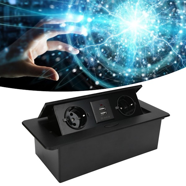 Kaksois-EU-pistokevirtapistokkeet pöytään upotettuina, kaksi USB-porttia, hidas palautusvaimennus, AC250V 16A