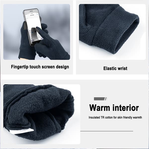 Mørkeblå handsker Herre- og dame efterårs- og vinterhandsker Udendørs termiske handsker Mobiltelefon touch screen handsker S