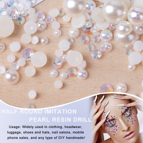 Halvpärlor för hantverk Flatback Pearls Beads Set för DIY Nail