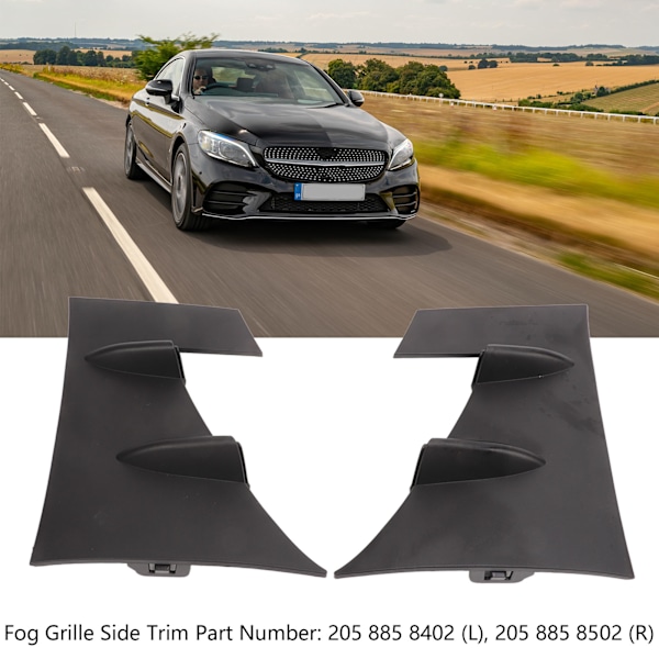 Front Fog Grille Side Trim Erstatning for Benz C‑Class W205 S205 C205 AMG Line C43 C63 Facelift 2019‑2021