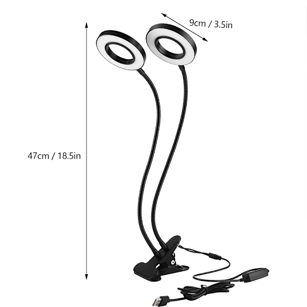 USB LED Kasvilampun Kasvatusvalo Kaksoispää Dimmable Clip Kasvilampun
