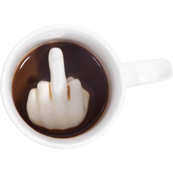 Överraskning inuti, Keramisk Långfinger Mugg: En humoristisk tolkning av en klassisk kaffekopp