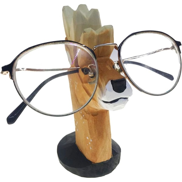 Alrsodl Mini Vivid Natural Wood Hand Carving Animal Eyeglass Hol