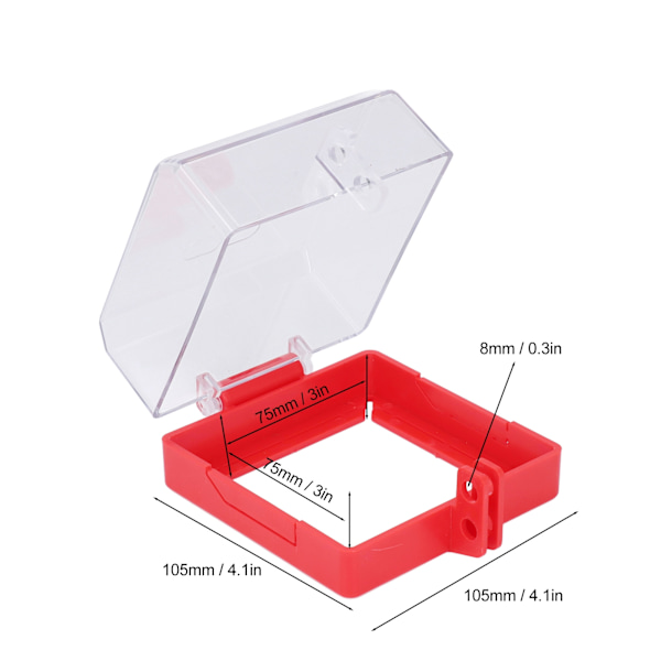 Nödstoppsknappskydd Tryckknapp Brytare Spärrskydd Transparent Fodral med Monteringsdelar 105x105x63mm