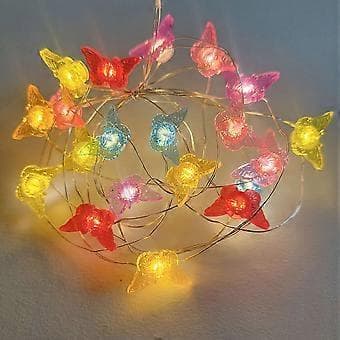 Lysguirlande formet som farverige sommerfugle 2M 20leds USB lysende net