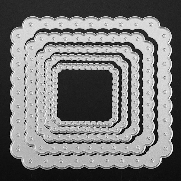 5 stk. Metal Skæreforme Stencil Scrapbog Album Papir Kort Prægning Håndværk Gave Blonder Kvadrat