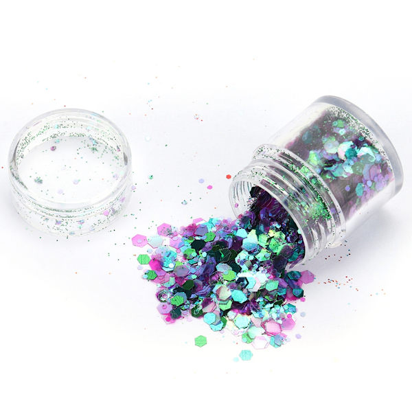 8 st/set Färgglada Nagelpaljetter Glitterpulver Manikyr Dekoration DIY Nagelkonst Paljetter
