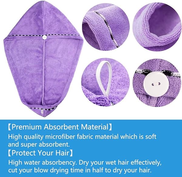 Rose Violet Blå, Mikrofiberhårturban, 3 stk.