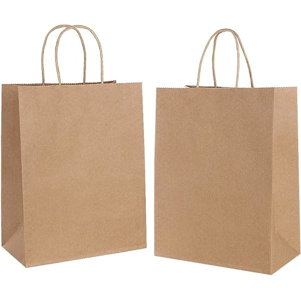 Kraftpapperspåsar med vridna handtag och solid botten, stark reptålighet, för fester, firanden, matvaror, shopping och takeaway, 30 stycken