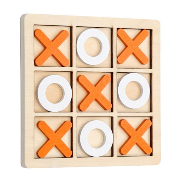 Strategiskt Xo-pussel i trä, Tic Tac Toe-spel i trä förbättrar den logiska utvecklingen för barn, snabbtänkande utmaning för inomhus- och utomhuslek (14X14Cm)