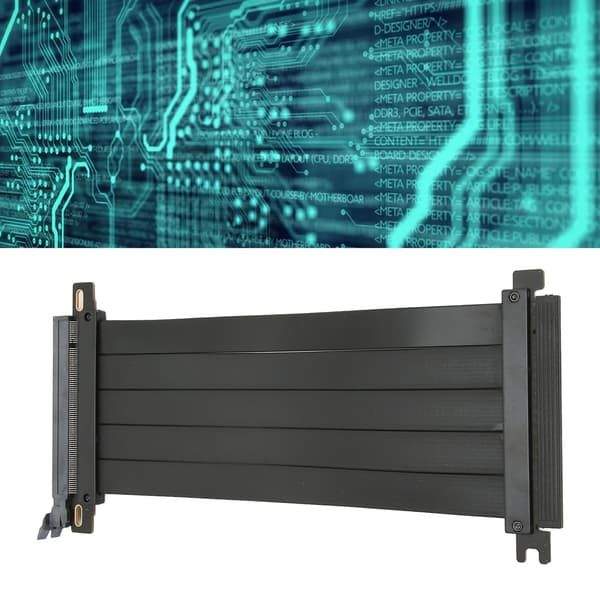 PCIe 4.0 X16 Riser-kabel, skjermet høyhastighets rettvinklet forlengelse for vertikal GPU-montering, EMI-beskyttelse fleksibel design med 128 Gbps data