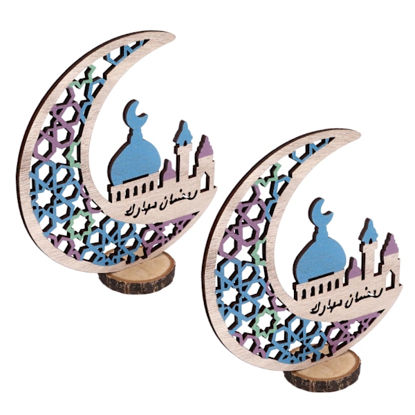 Trämåne Ornament Eid Mubarak Måne Dekoration Förhöjer Festivalstämningen för Hem Restaurang CaféJM00444