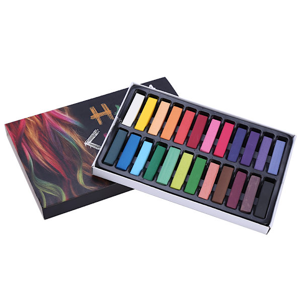 OHICO Hårfärg Krita 24 Färger Tillfällig Instant Hårfärg Giftfri Mjuk Pastel Set (Kort)