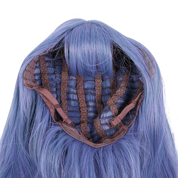 Langt krøllete parykk for kvinner i gråblå gradient - Stilig cosplay-parykk for fest - Syntetisk parykk 60 cm