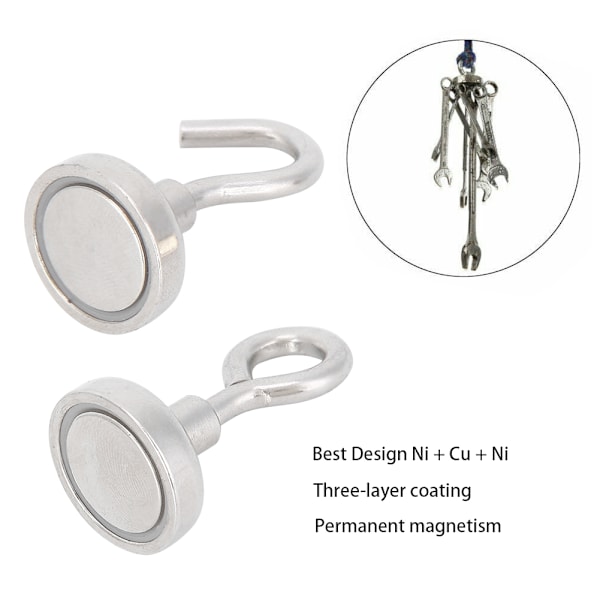 2PCs Magnetic Hook Fishing Magnet Kitchen Hanging Tool Hardware Parts 3‑Layer Coating N35