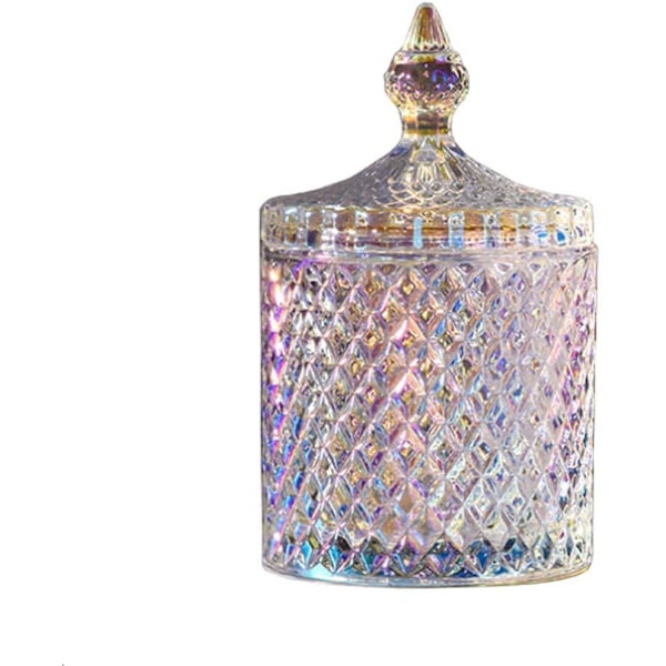 Färgglad Glasburk med Lock, Apoteksburkar, Perfekt Design och Kvalitetshantverk, Kristall Diamantfasetterad Lämplig För Förvaring av Socker, Godis, Nötter