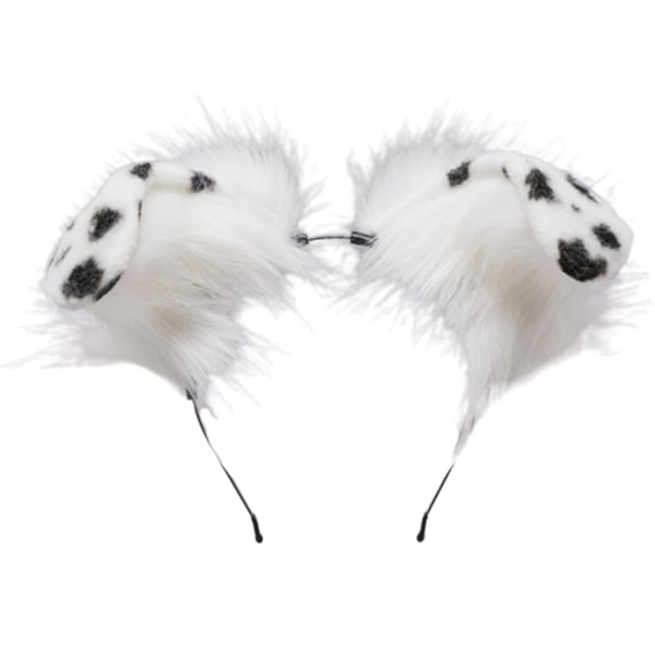 Stora hundvalpöron Pannband Hårbåge Handgjord Halloween-kostym Black white spot color