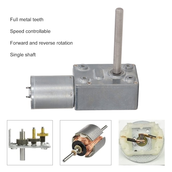 Snekkegirsmotor med selvlåsende funksjon M6 hode roterende aksel gjenge hastighetsreduksjon DC girmotor DC12V 23RPM