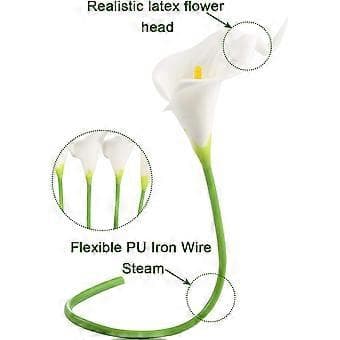 Kunstig Calla Lily, kunstige blomster, hvit, dekorasjon